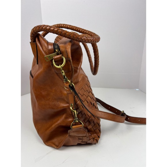 Patricia Nash Leather Paloma Tote Crossbody Bag Tan Braided Handles Shoulder Bag - Picture 9 of 14